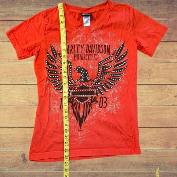 Retro Women's Grunge Harley Davidson Studded Small Biker Shirt - Picture 6 of 6